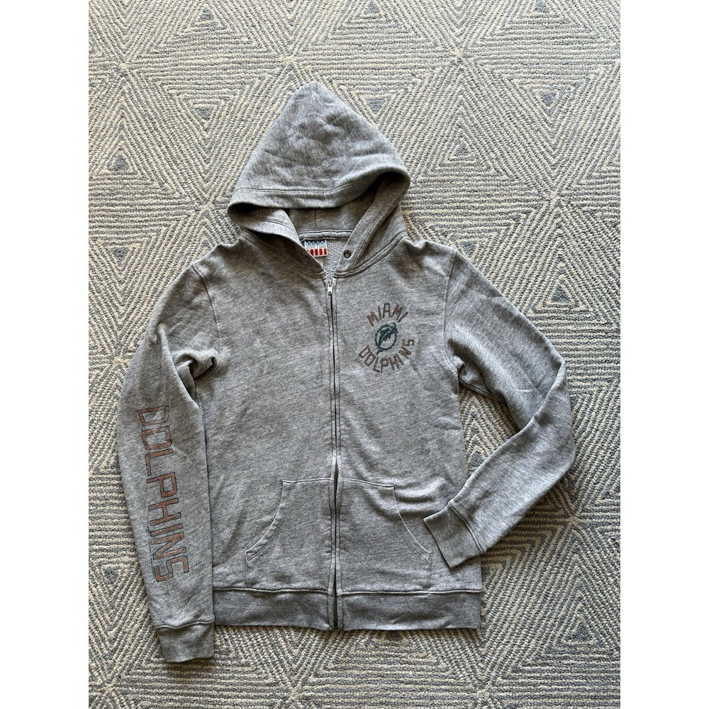 Junk Food Miami Dolphins Zip Front Hooded Sweatshirt - Grey - Medium - Missing S
